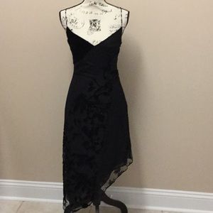 Phoebe black velvet burn out hi-low dress